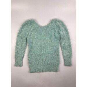 WetSeal Women's S Mint Shearling 3/4 Sleeve V-Neck Back